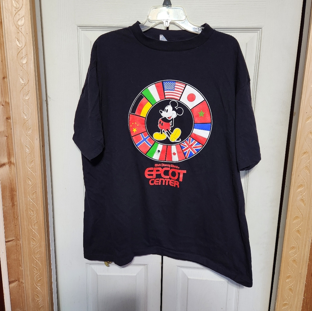 Disney Black Epcot Center Tee with Mickey and Flags - Picture 4 of 9